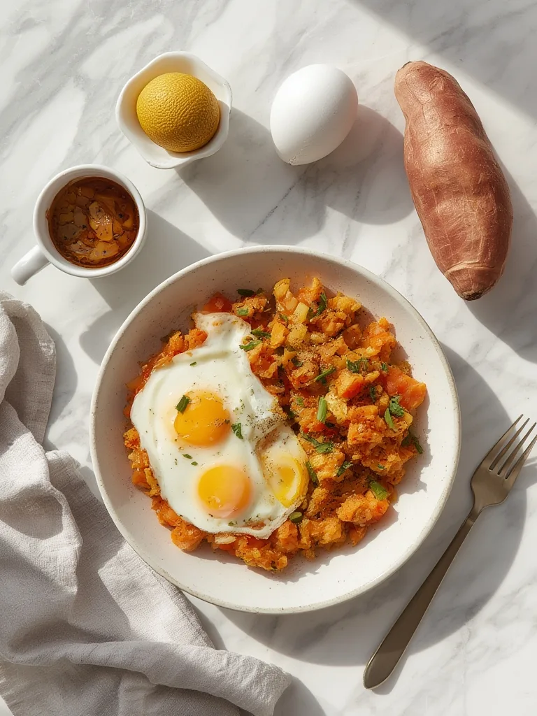 Ingredients for $10 Breakfast Meal Plan: Eggs & Sweet Potato Hash