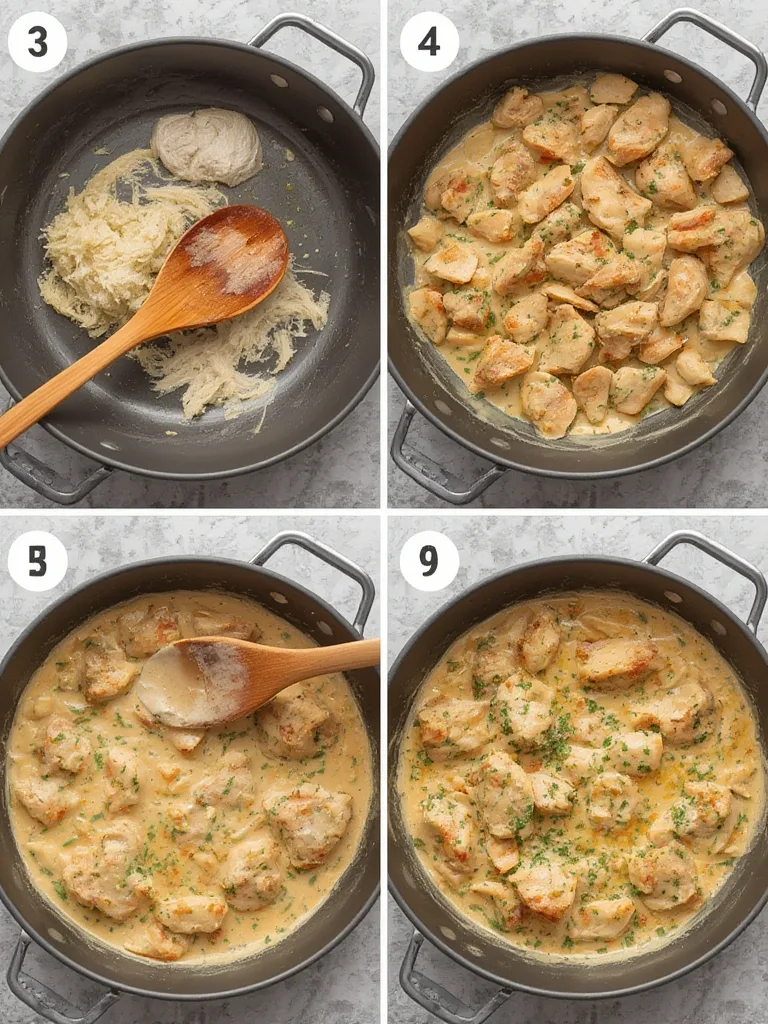 Cooking steps for 15-Minute Creamy Garlic Chicken Skillet