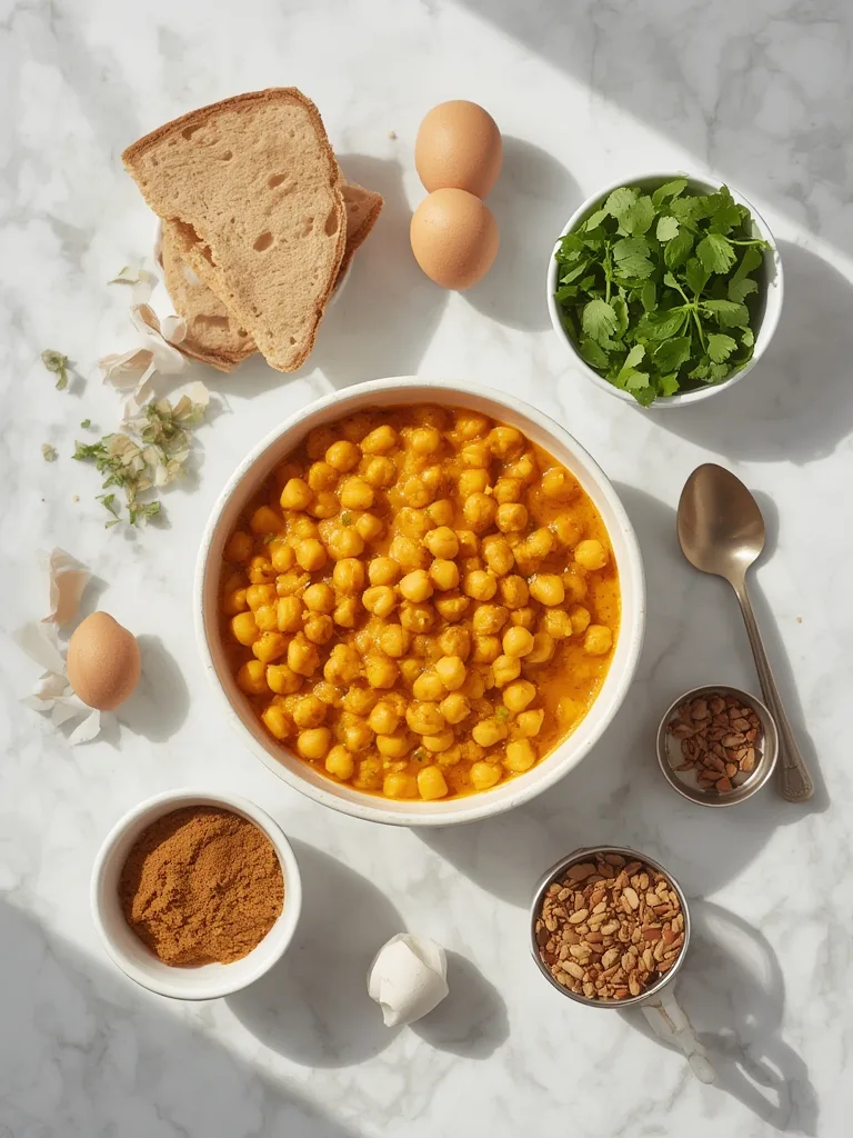 Ingredients laid out for Chickpea Coconut Curry