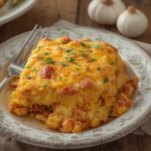 Cheesy Hashbrown and Ham Breakfast Bake