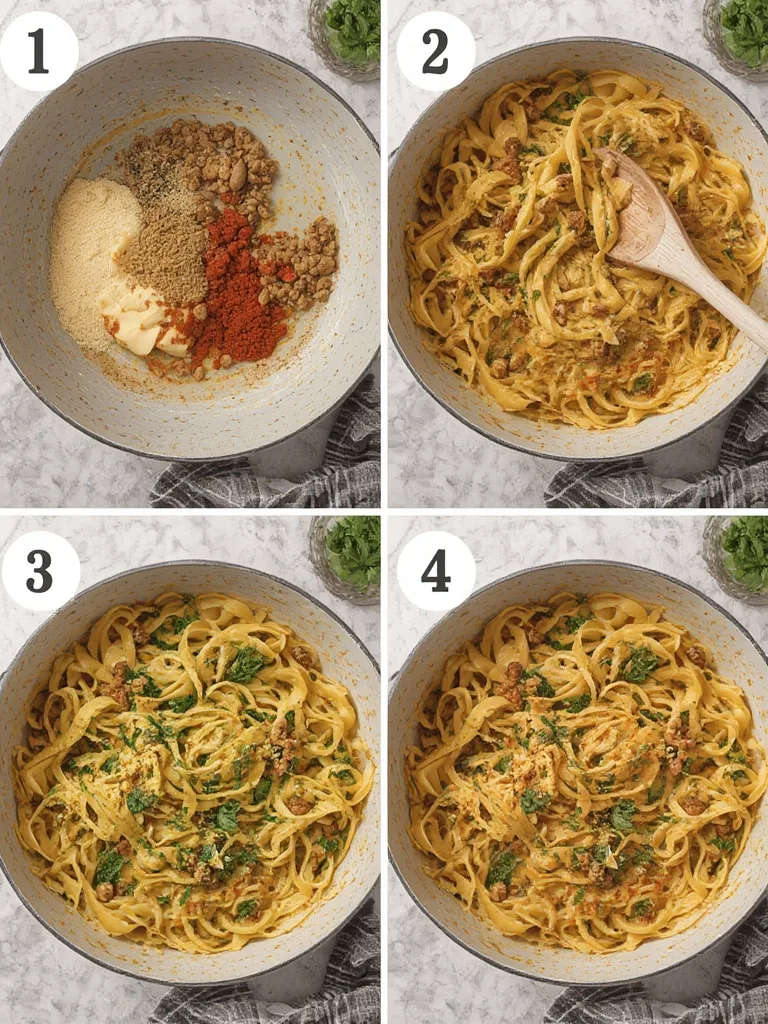 Steps for making Creamy Sausage & Spinach Pasta