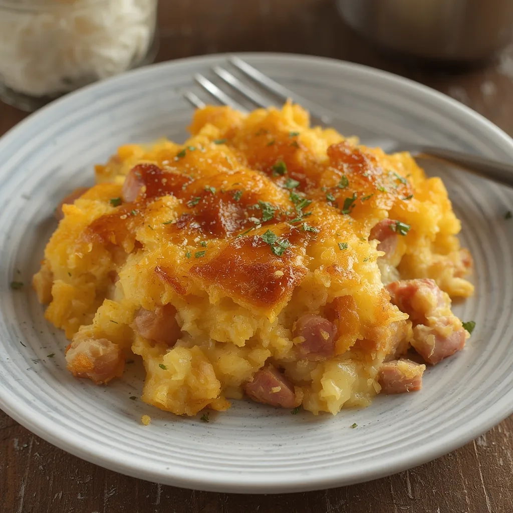 Ham & Swiss Hash Brown Casserole