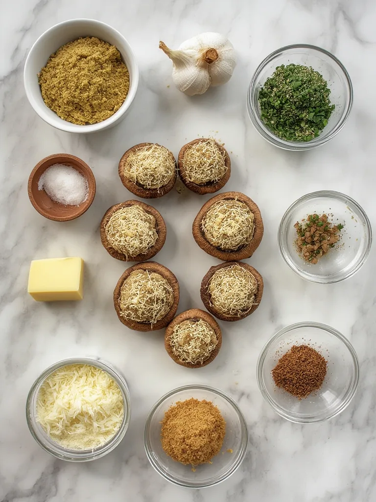 Ingredients for Italian Stuffed Mushrooms with Garlic and Parmesan