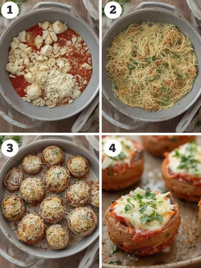 Steps for making Italian Stuffed Mushrooms with Garlic and Parmesan
