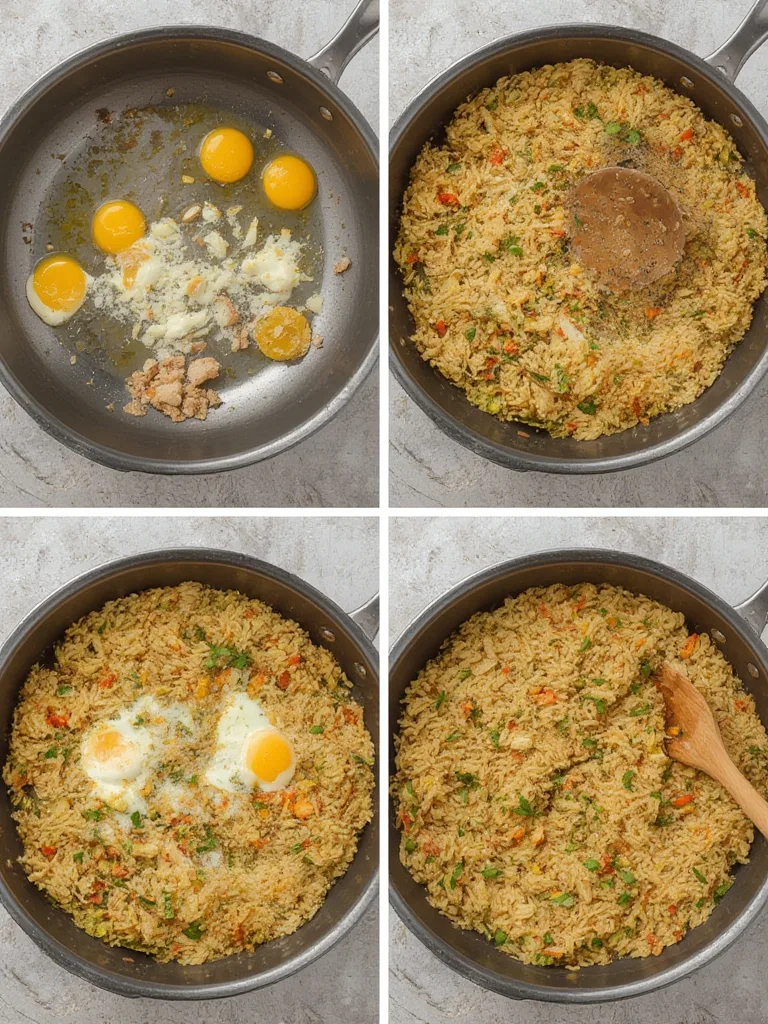 Cooking steps for Quick Veggie Fried Rice with Eggs
