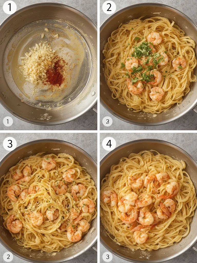Steps for making Simple Garlic Butter Shrimp Pasta