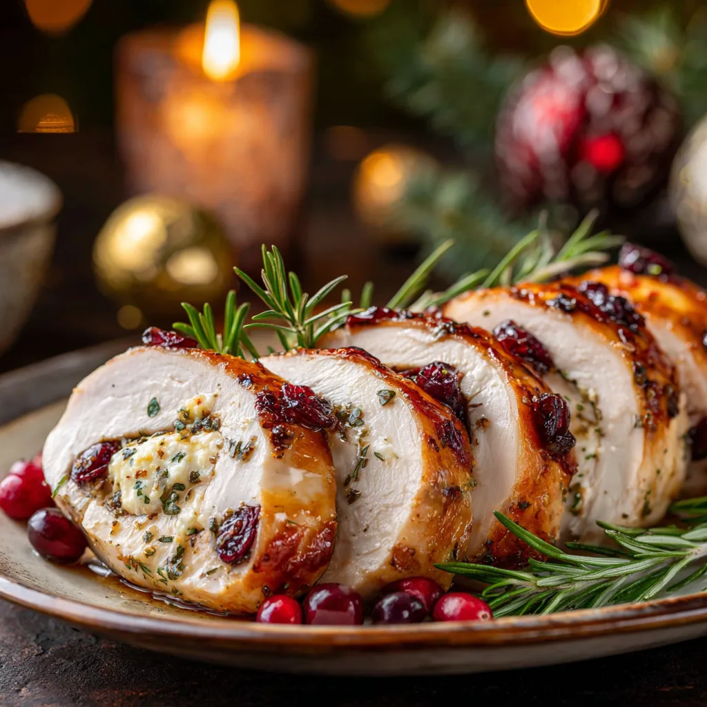 Cranberry & Herb Best Christmas Stuffed Turkey Breast (Creamy, Juicy & Festive) 4 u1891677983 A festive serving plate with sliced Cranberry He f106ba28 3f8b 4c48 90ff 241259bc8c3a 2