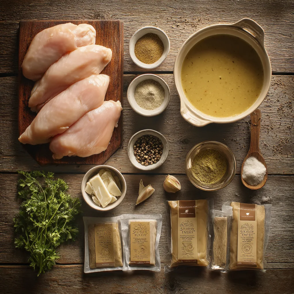 Slow Cooker Chicken and Gravy – A Cozy, Flavor-Packed Dinner Hero 2 u1891677983 An overhead flat lay of ingredients for Slow Cook ec230170 dd60 42c6 8701 037cd9e06aad 0