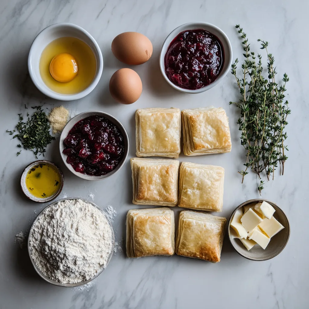 u1891677983 Flat lay ingredient shot puff pastry squares brie d360caed aa9b 41c4 a196 ba4a5dcef1ec 2