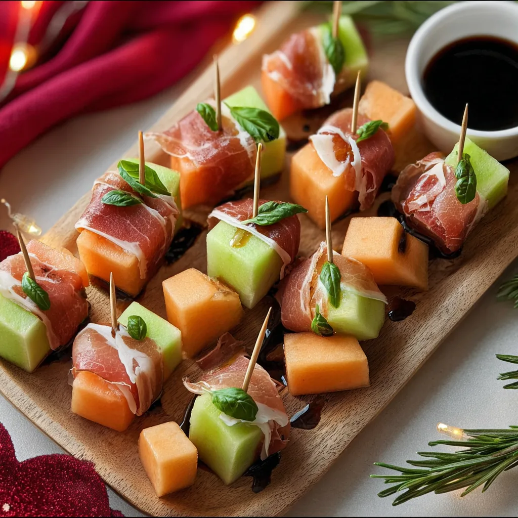 Prosciutto-Wrapped Melon Holiday Bites