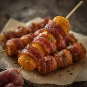 Bacon-Wrapped Tater Tot Skewers