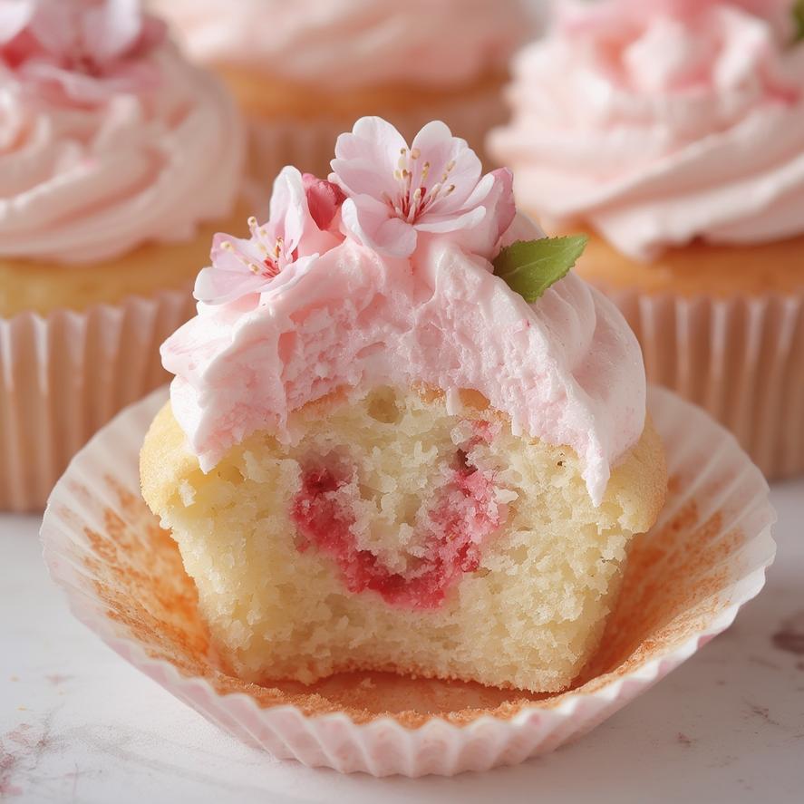 Cherry Blossom Cupcake close-up with floral details