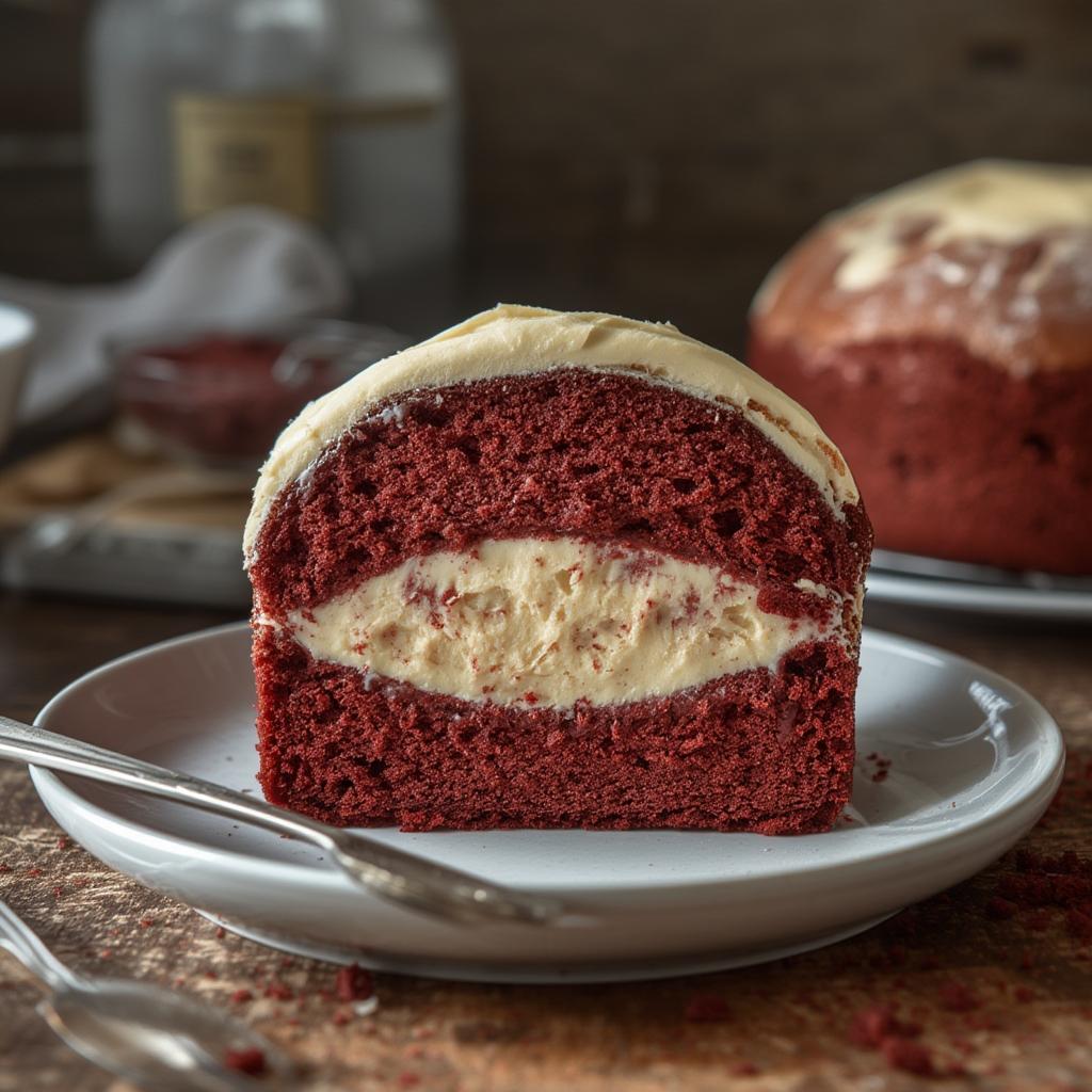Cream Cheese Stuffed Red Velvet Pound Cake