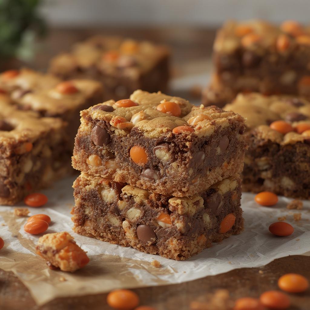 Irresistible Reeses Pieces Cookie Bars