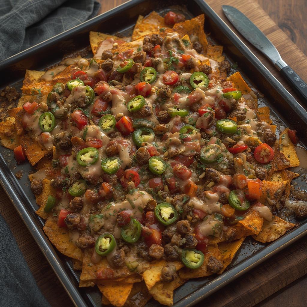 Loaded Sheet Pan Nachos with Jalapenos