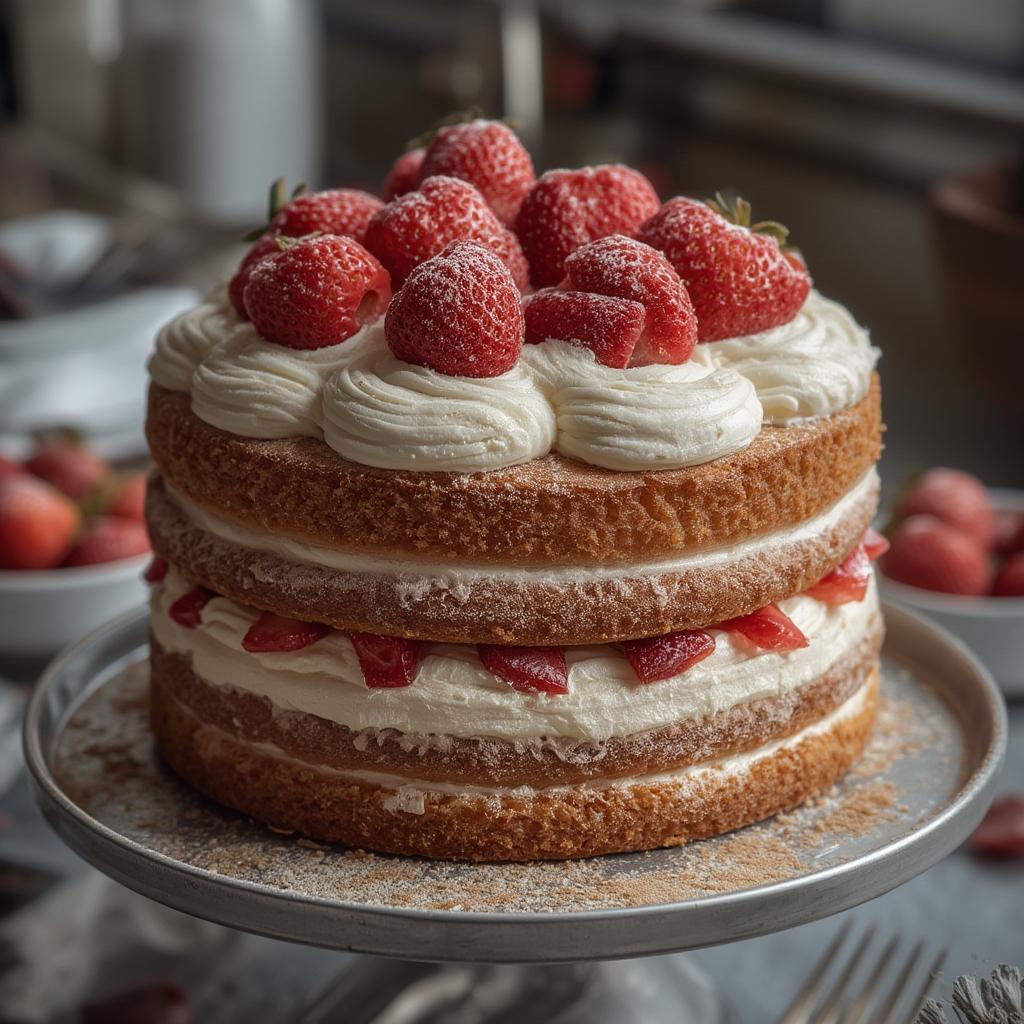 Neapolitan Cake with Freeze Dried Strawberries