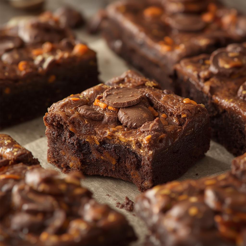 Reeses Brownies with Peanut Butter Cup Topping