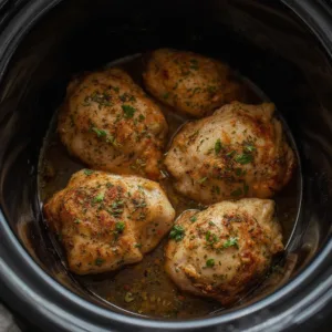 Slow Cooker Garlic Herb Chicken Thighs