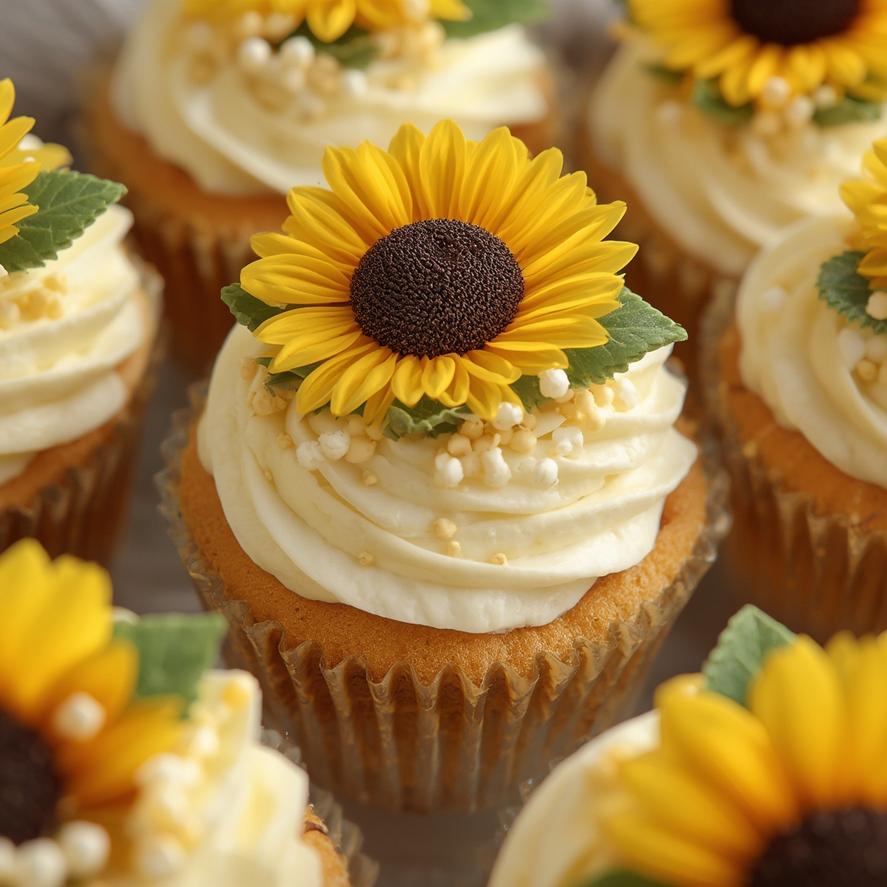 Sunflower Bridal Cupcakes 3