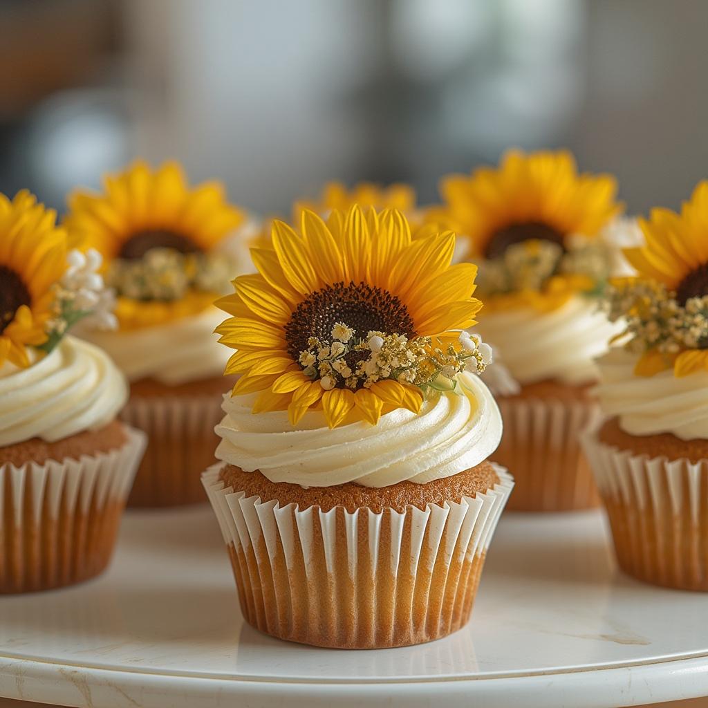 Sunflower Bridal Cupcakes
