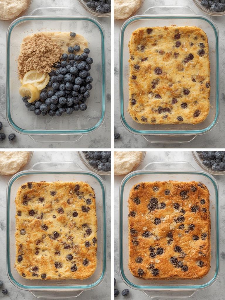 Blueberry lemon baked pancake meal prep squares with added protein powder 2