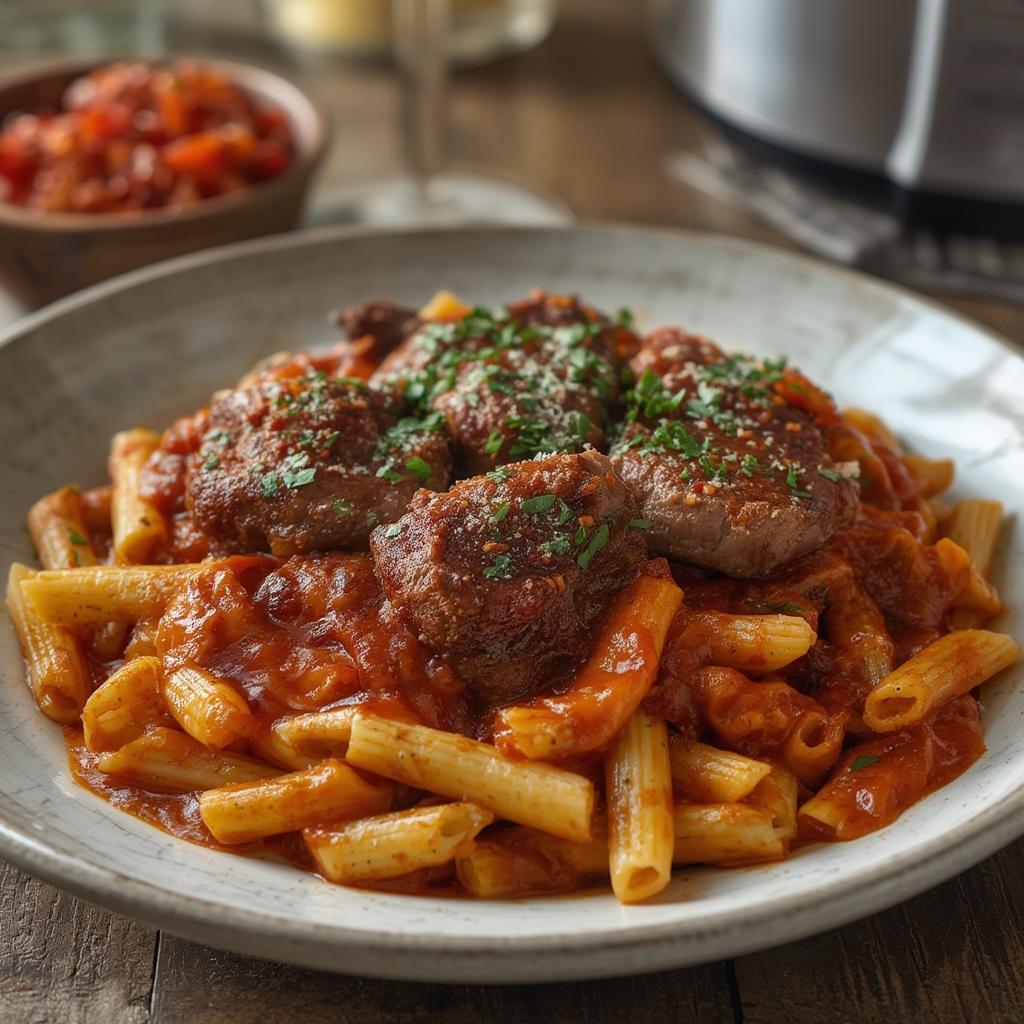 Cajun Steak Tips Rigatoni