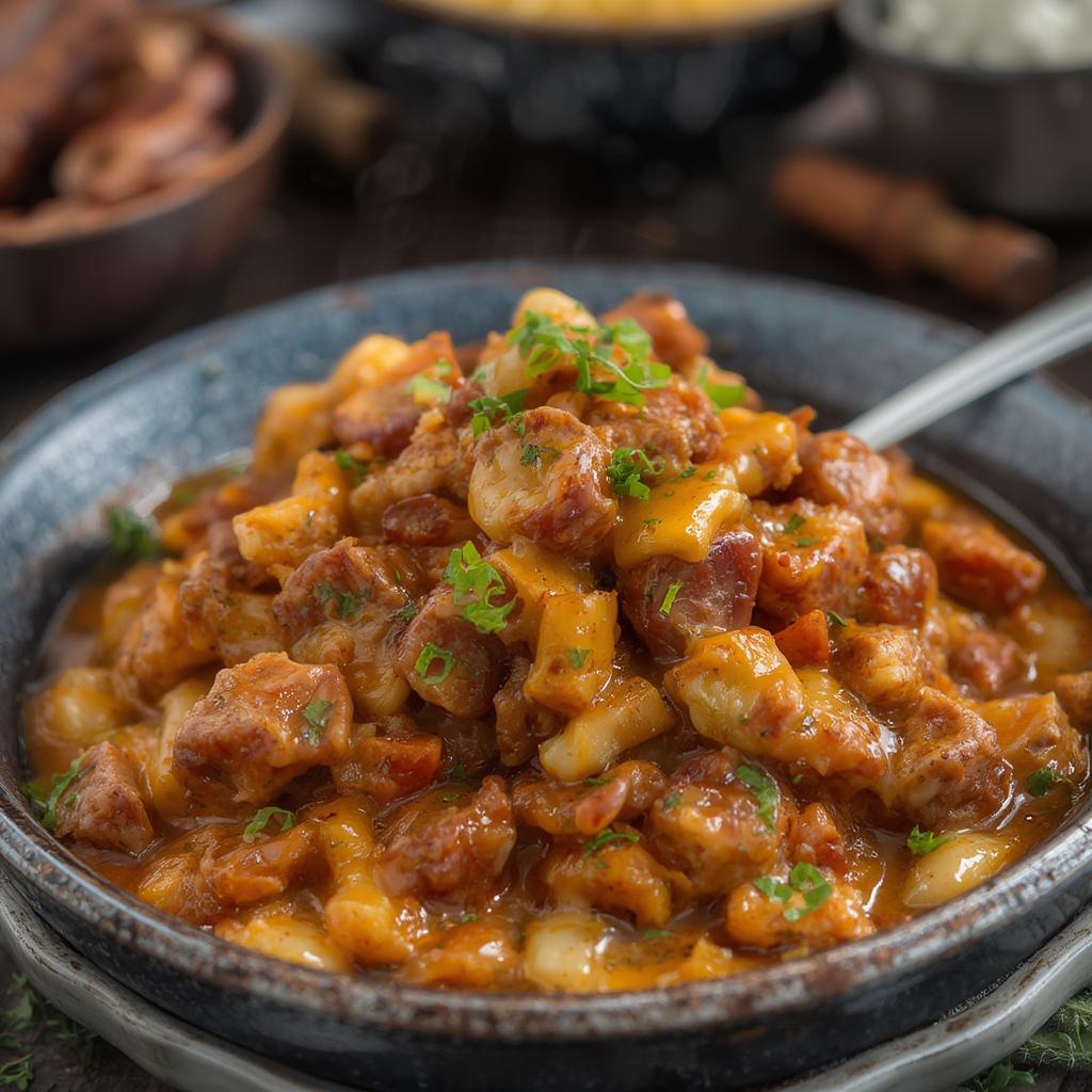 Cheesy Smoked Sausage Bake