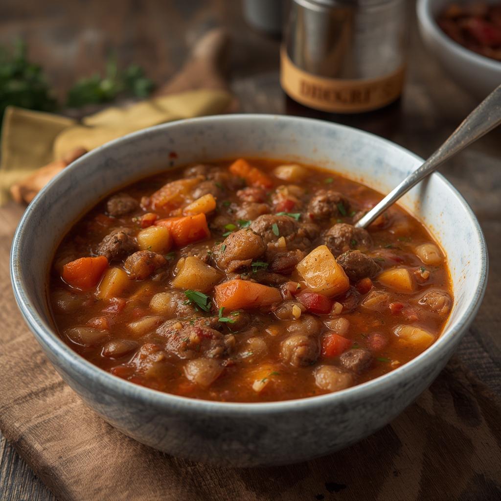 Sausage Goulash Soup : Hearty Dump & Go Crockpot Dinner For Easy Cheap Family Meals 4 Sausage Goulash Soup