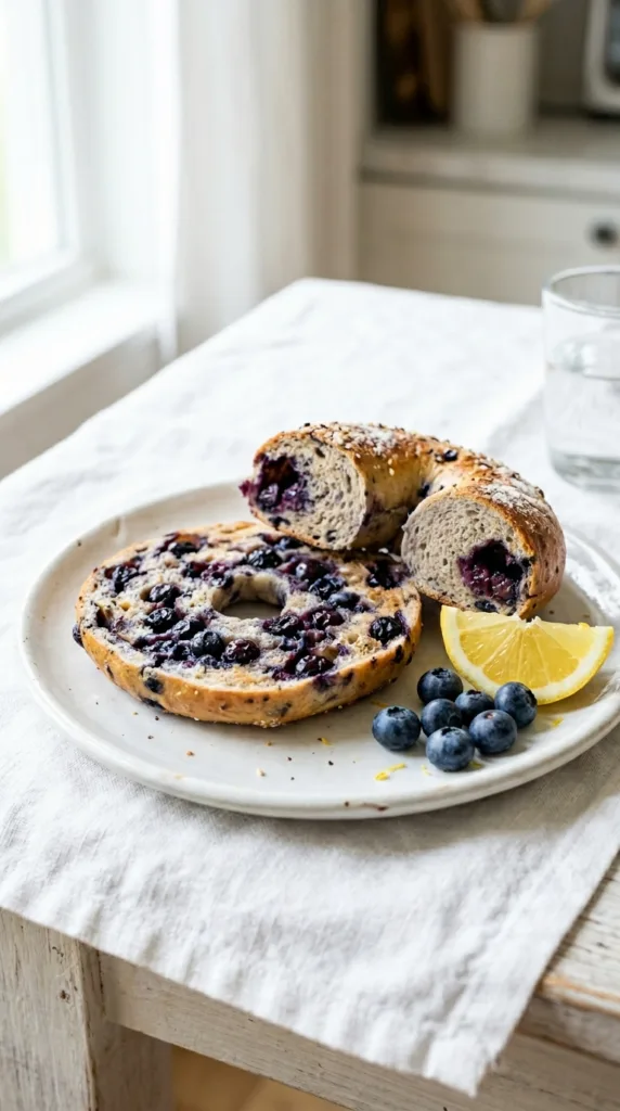 Blueberry bagel on plate 2b66664f7a