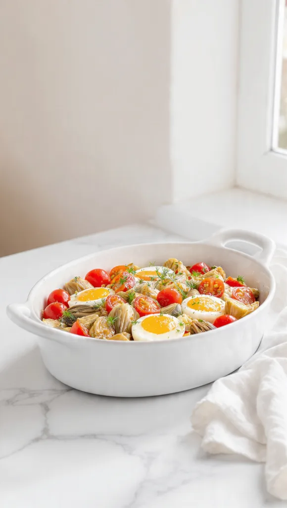 ai image prompt draft greek baked feta eggs with a