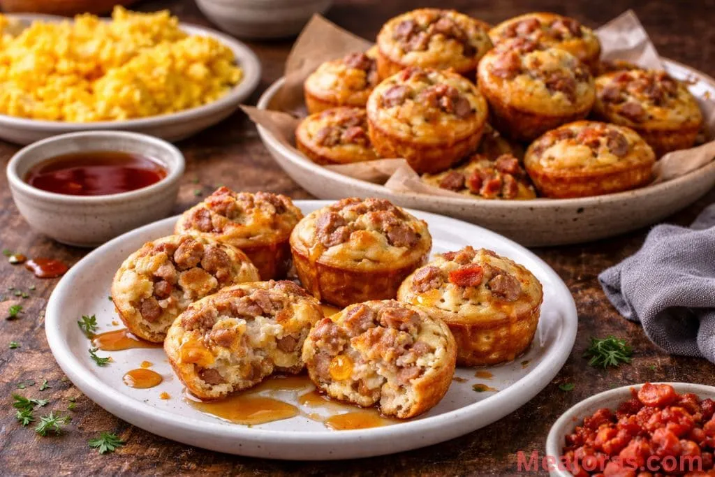 serving mcgriddle bites with syrup