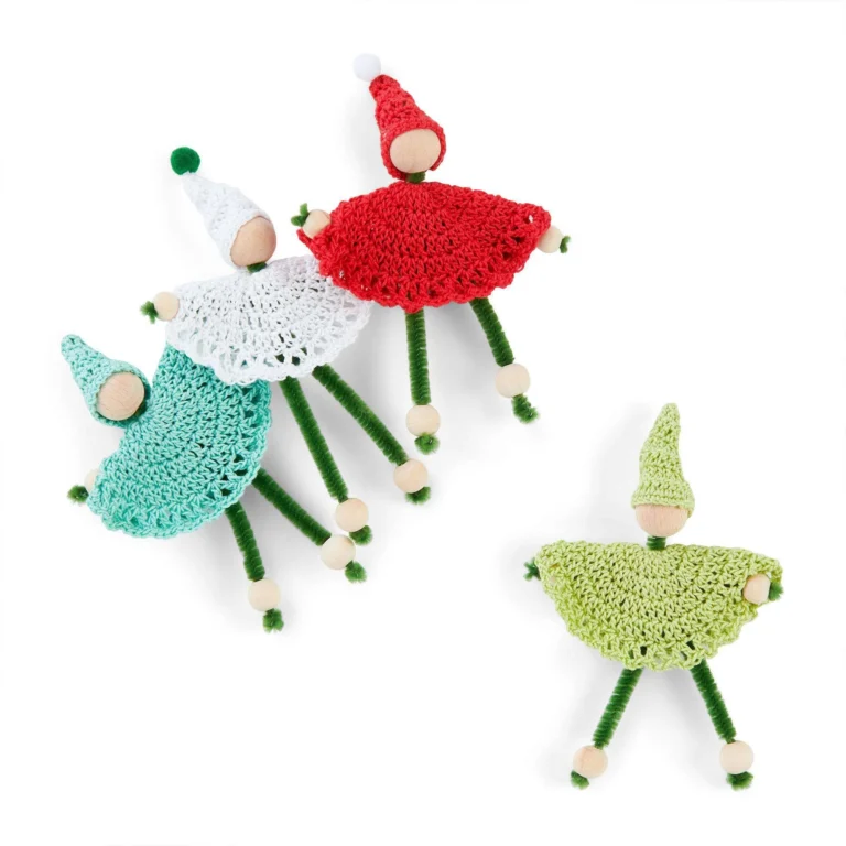 Aunt Lydia Tree Elves crochet pattern for festive decor