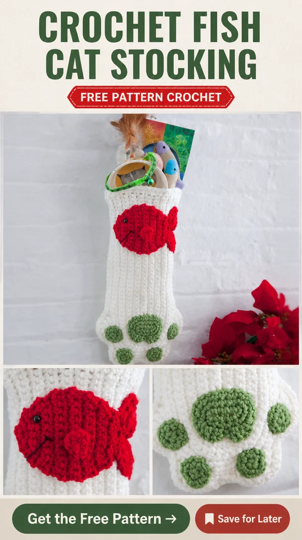 Cat Paws Crochet Christmas Stocking Pattern