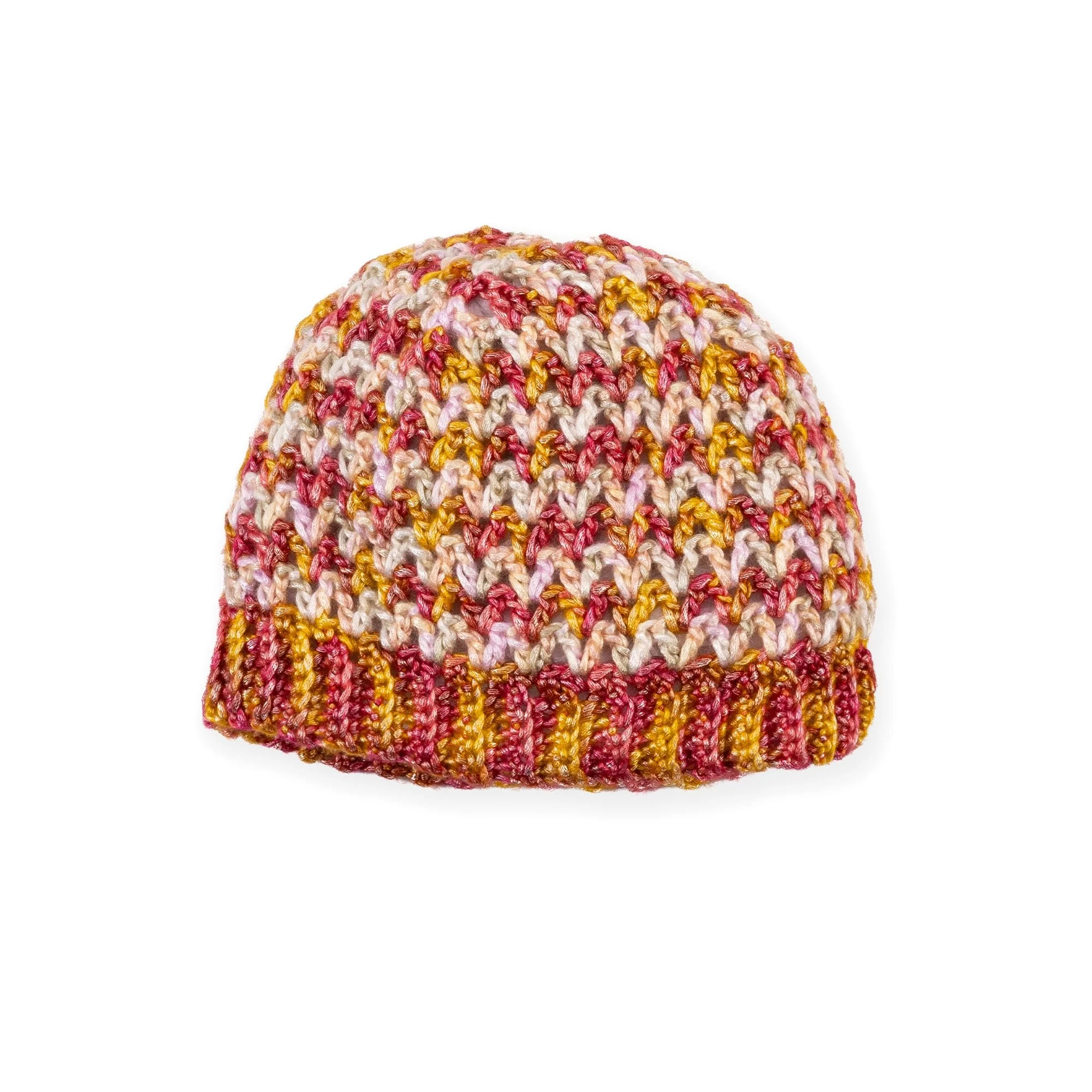 Crochet beanie pattern featuring a stylish Shimmer Shine design.
