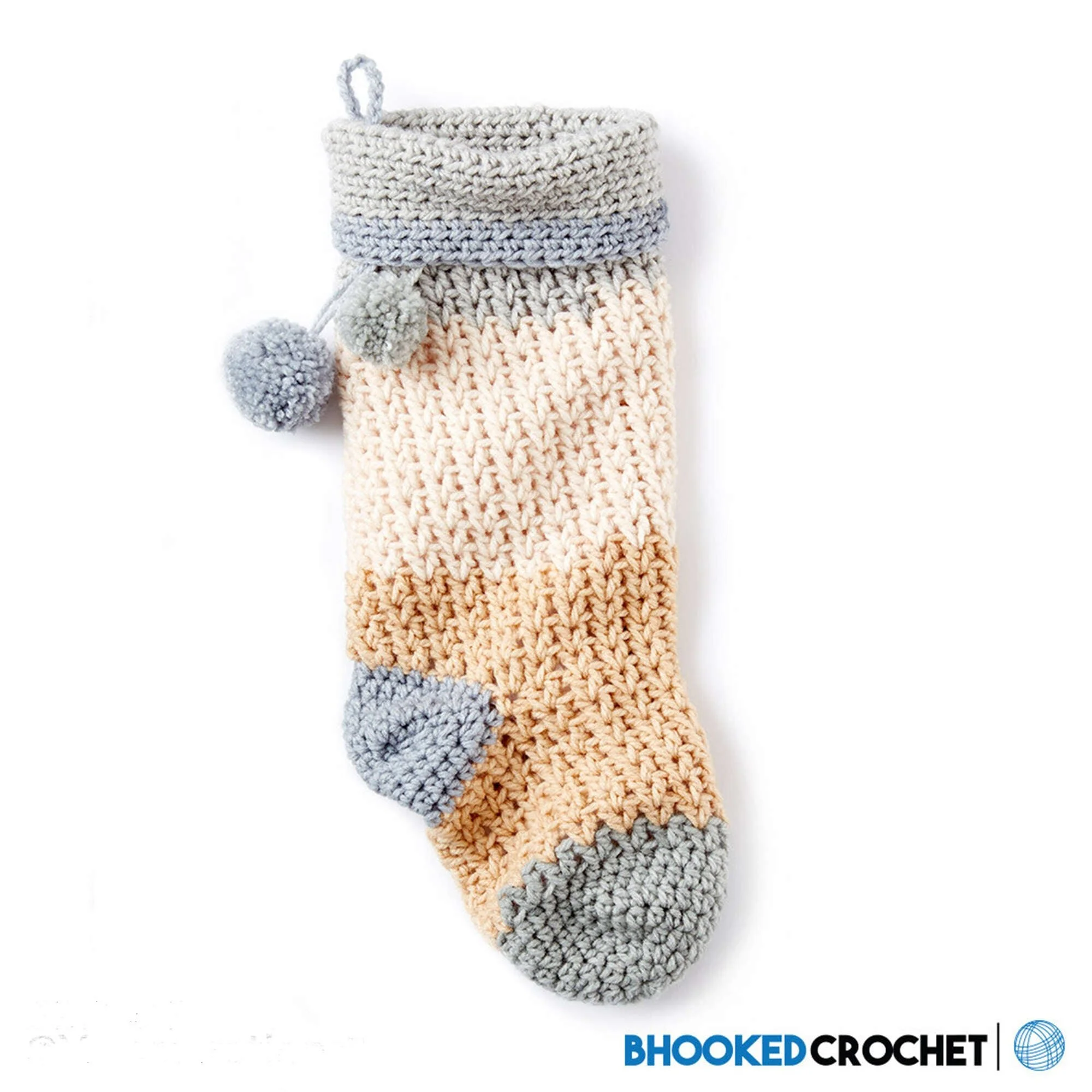 Handmade crochet Christmas stocking pattern for festive holiday decor