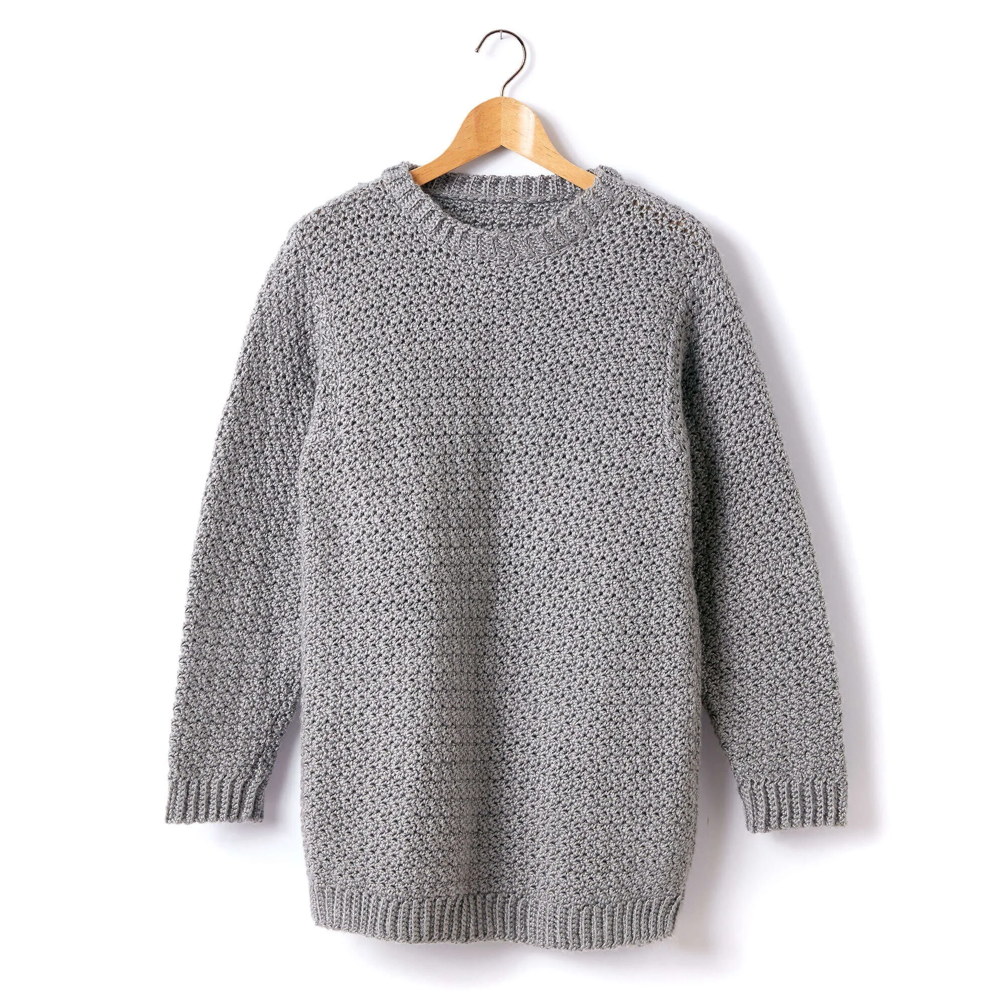 Adult crochet crew neck pullover pattern, cozy and stylish handmade sweater