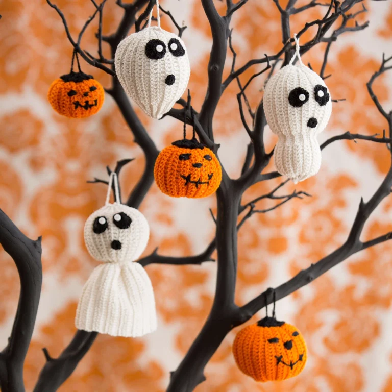 Crochet Halloween Tree of Spookiness pattern for festive decorations.