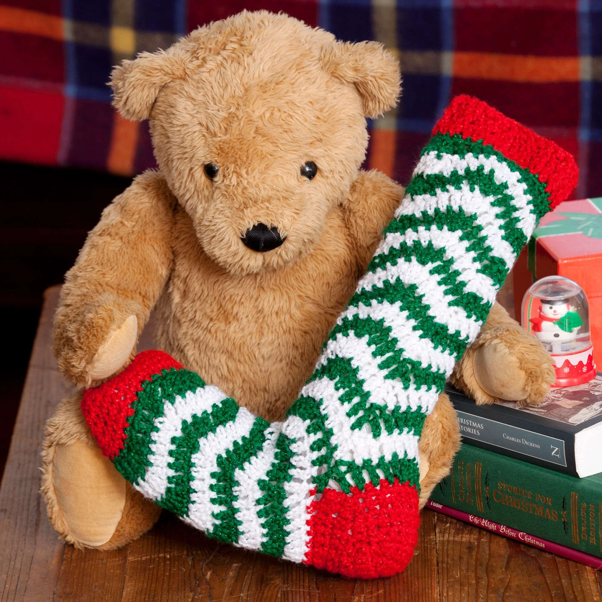 Crochet Ripple Stocking Pattern for festive holiday decor