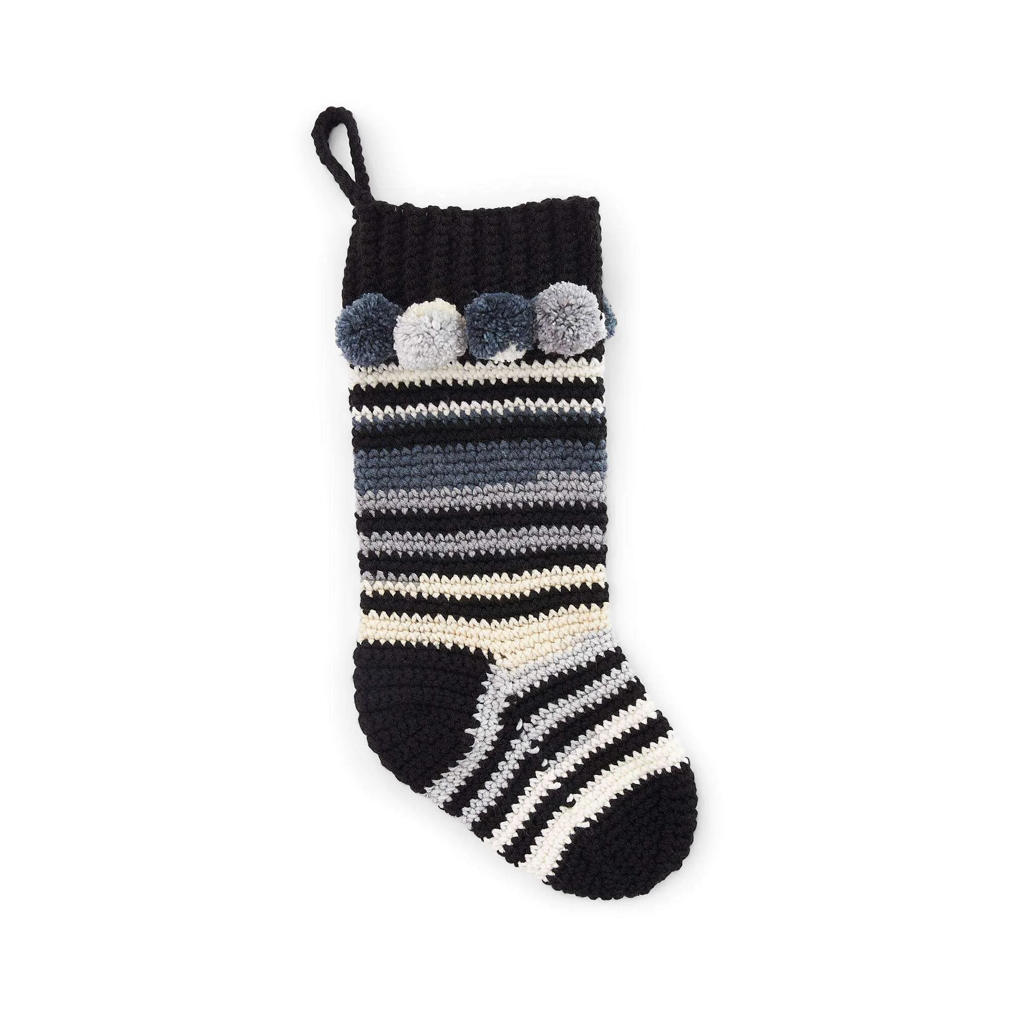 Crochet striped stocking pattern for festive holiday decor