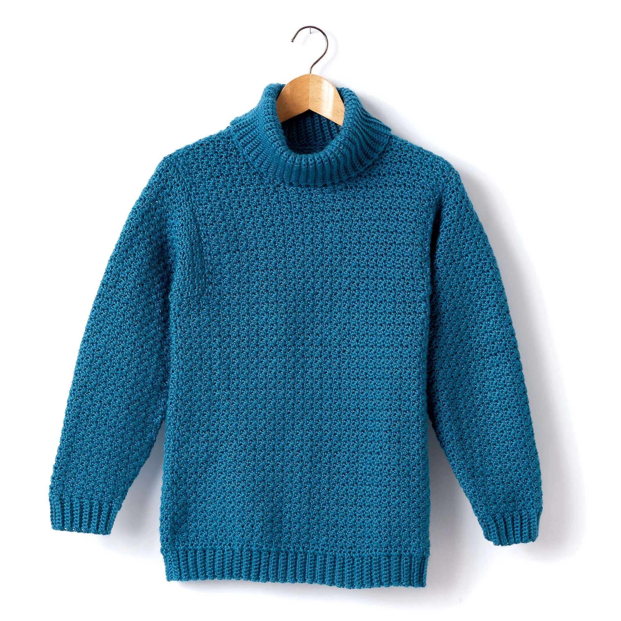 Crochet turtleneck pullover pattern for adults, perfect for stylish layering.