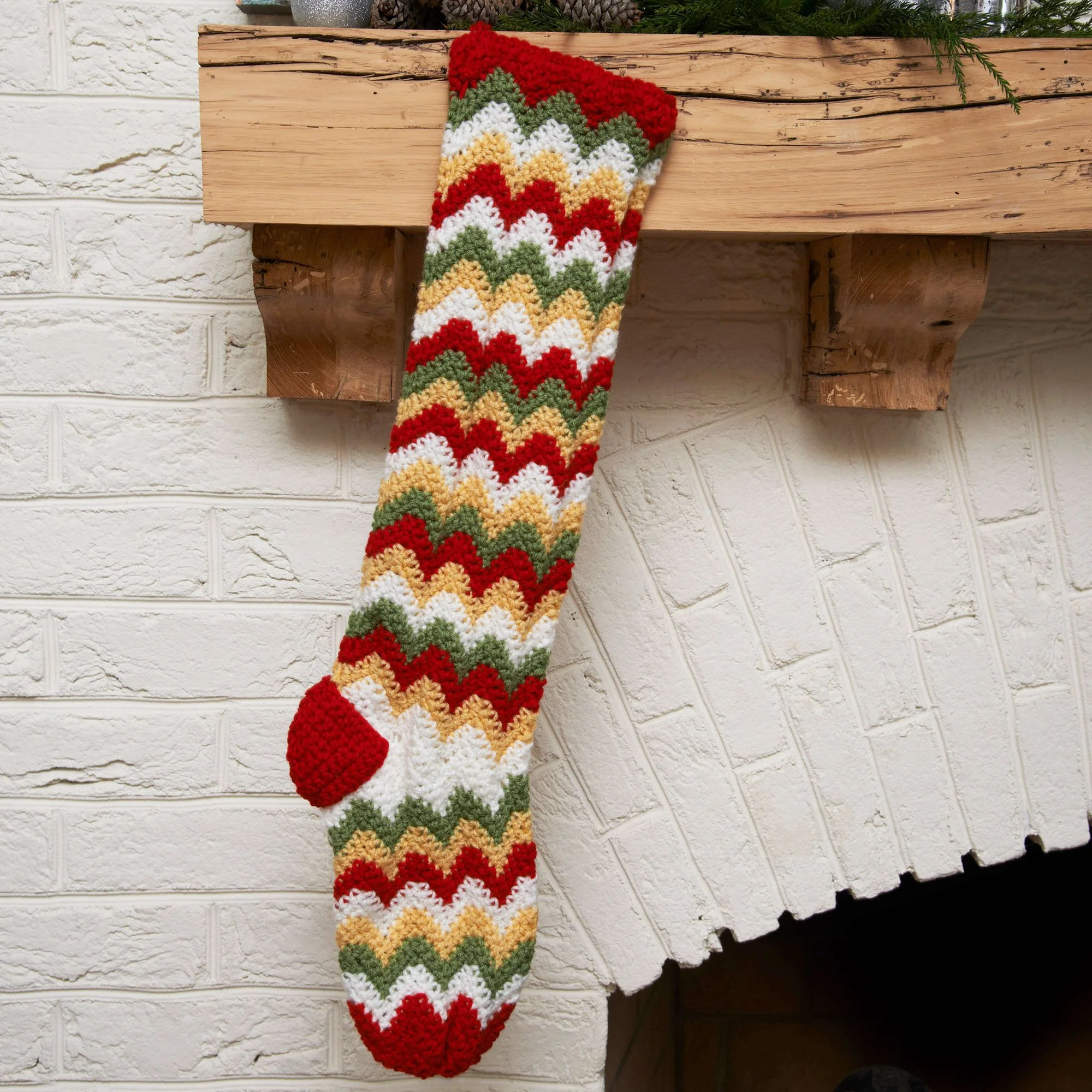 Crochet zigzag stocking pattern for festive holiday decor