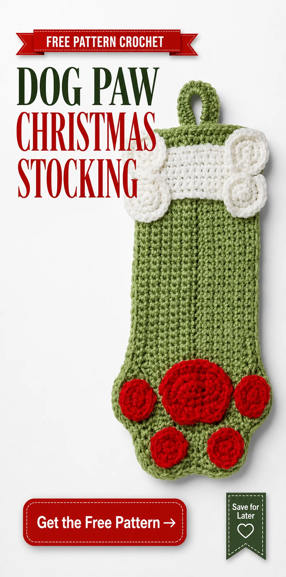 Dog Paws Christmas Stocking Crochet Pattern