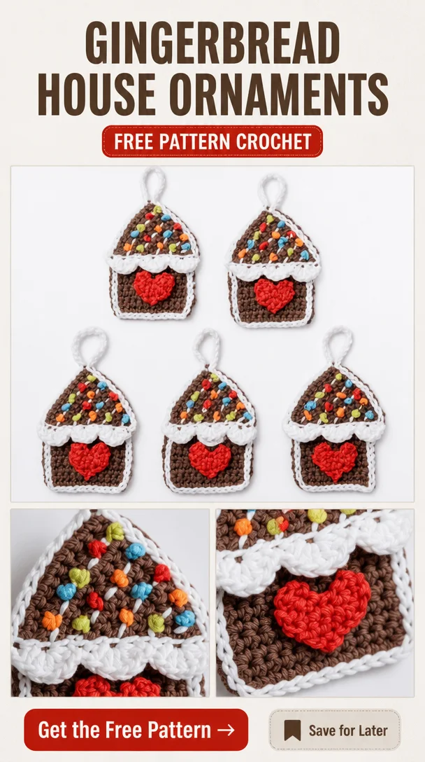 Gingerbread House Crochet Ornament Pattern
