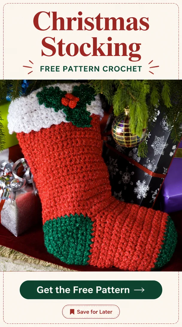 Holly Crochet Stocking Pattern