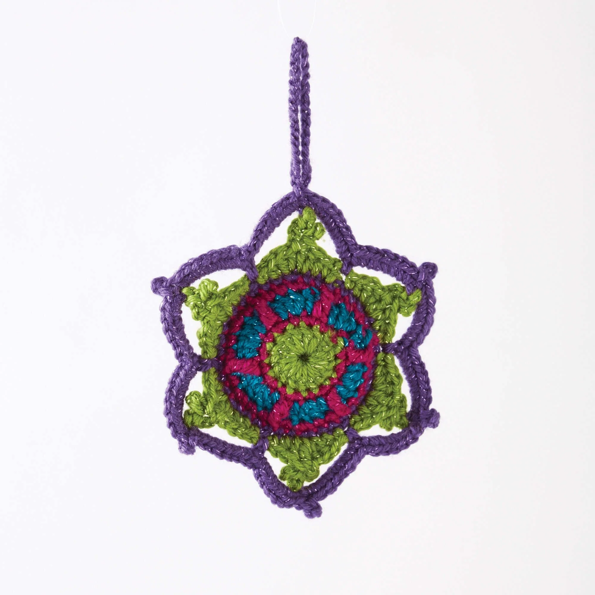 Jewelled Snowflake Crochet Pattern displayed with intricate designs.