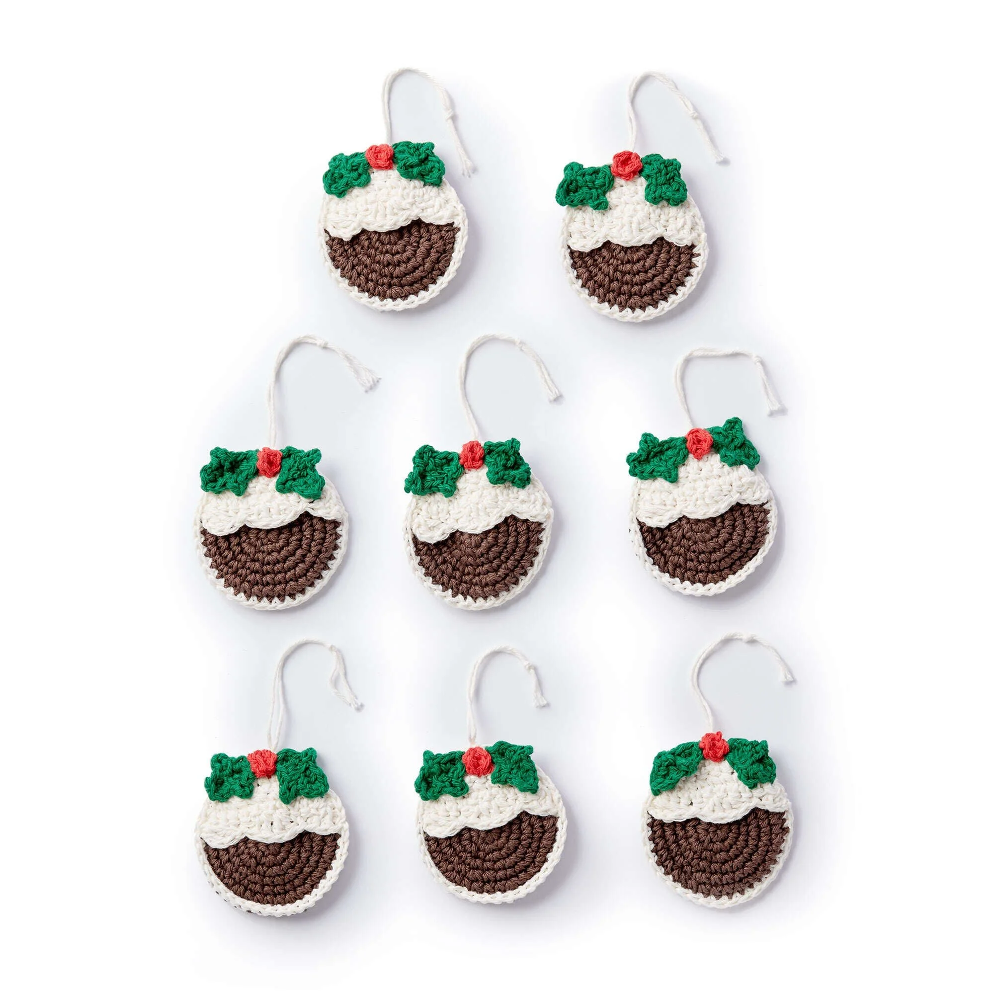 Plum Pudding crochet ornament pattern for festive decorations