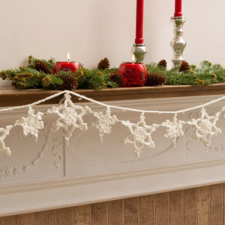 Snowflake garland pattern for winter decorations and holiday crafts